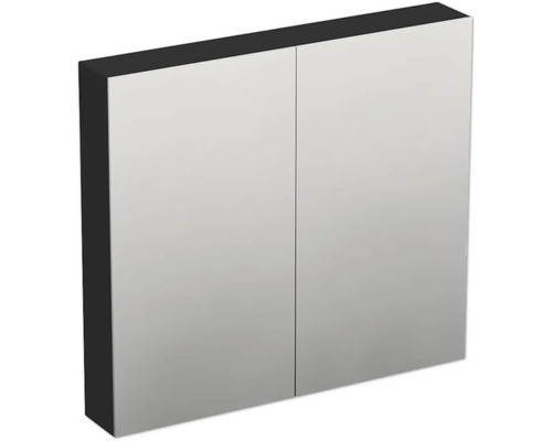 Spiegelschrank Jungborn TRENTA 80 x 14,4 x 72 cm schwarz zu A9276 matt 2-türig IP 44