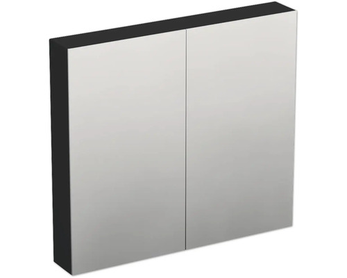 Jungborn Spiegelschrank TRENTA 80 x 14,4 x 72 cm schwarz zu LR29 matt 2-türig IP 44 Spiegelschrank mit zwei Türen