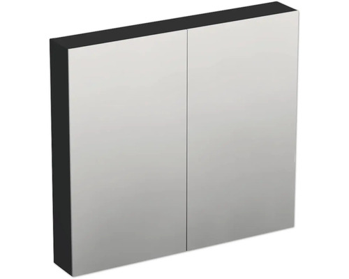 Spiegelschrank Jungborn TRENTA 80 x 14,4 x 72 cm schwarz zu U129 matt 2-türig IP 44