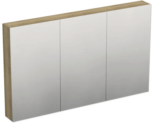 Jungborn Spiegelschrank TRENTA 120 x 14,4 x 72 cm Helifax eiche 3-türig IP 44 Spiegelschrank mit drei Türen für das Badezimmer