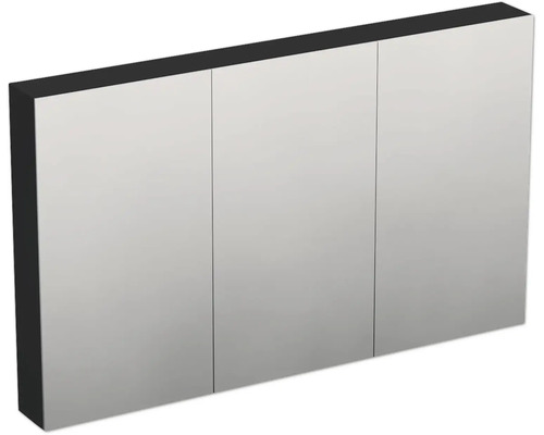 Spiegelschrank Jungborn TRENTA 120 x 14,4 x 72 cm schwarz zu A9276 matt 3-türig IP 44