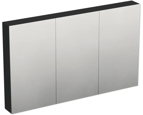 Spiegelschrank Jungborn TRENTA 120 x 14,4 x 72 cm schwarz zu U129 matt 3-türig IP 44