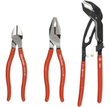 Set aus Seitenschneider, Kombinationszange und Wasserpumpenzange der Marke Wiha Basic