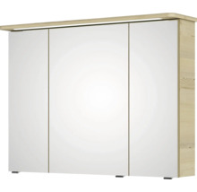 Badmöbel-Set Pelipal Sunline 105 BxHxT 96 x 200 x 48,5 cm Frontfarbe Polar Pinie mit Keramik-Waschtisch Waschtischunterschrank und Spiegelschrank mit LED-Beleuchtung