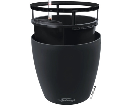 Schwarzer Pflanztopf mit Bewässerungssystem