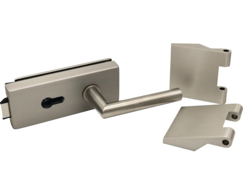 Glastürschloss mit Drückergarnitur und zwei Beschlägen