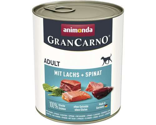 Hundefutter nass animonda Gran Carno Adult Lachs + Spinat 800 g