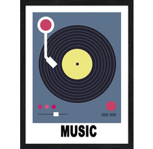 Gerahmtes Poster mit Plattenspieler und dem Wort Musik