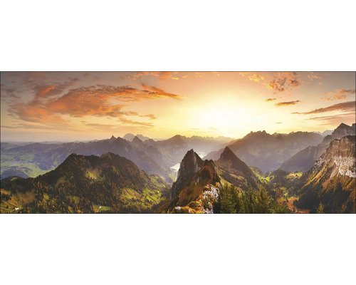 Glasbild Mountain Landscape III 125x50 cm