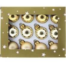 Karton mit Weihnachtskugeln aus Glas
