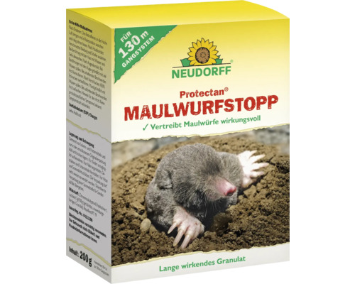 Tierabwehr Neudorff Protectan MaulwurfStopp Maulwurfabwehr, 200 g Granulat für lange Wirksamkeit, für bis zu 130 m Gangsystem