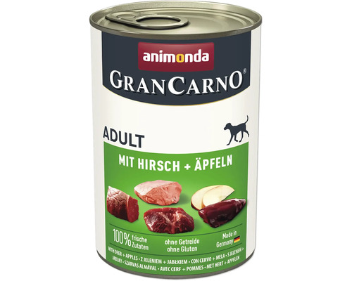 Hundefutter nass animonda Gran Carno Adult Hirsch + Apfel 400 g