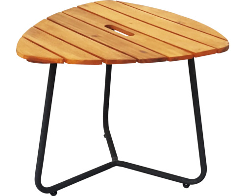 Beistelltisch SenS-Line garden furniture Tommy 48 x 48 x 38,5 cm schwarz braun Dreieckiger Gartentisch aus Holz mit Metallbeinen