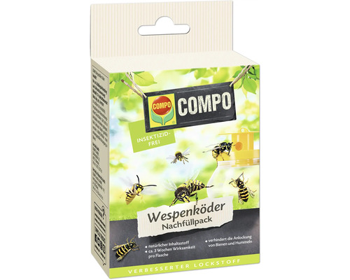 Wespenköder COMPO Wespenfallen Köder Nachfüllpack N Spezial-Lockstoff, insektizitfrei, bis zu 3 Wochen Wirksamkeit, 2 St.