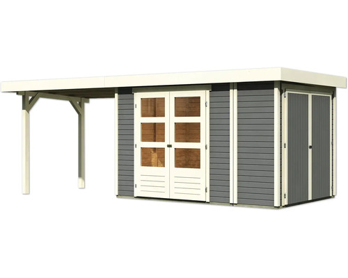 Gartenhaus mit Doppeltür, Fenstern und Vordach