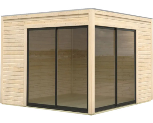 Holz Gartenhaus mit Glasschiebetüren
