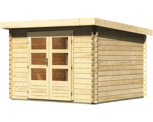 Holzgartenhaus mit Doppeltür und Fenstern