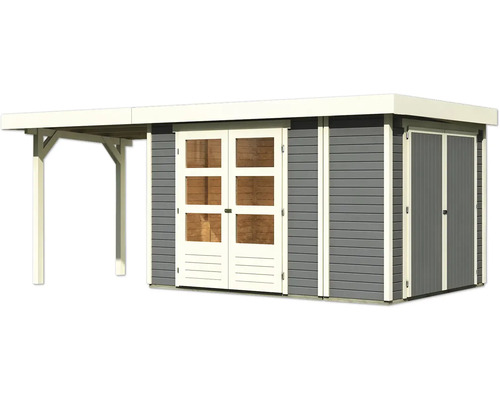 Gartenhaus mit Doppeltür und Anbau