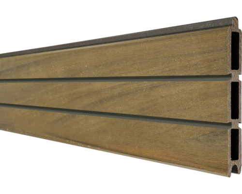 Einzelprofil GroJa Rhombus 180 x 30 cm Teak co-extrudiert Terrassendiele aus Holzverbundwerkstoff mit Hohlkammerprofil