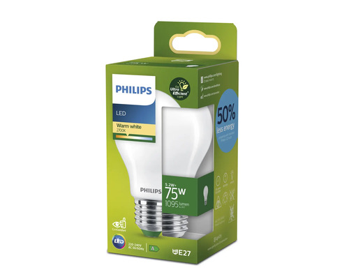 Philips LED Lampe, warmweiß, 5,2 Watt, E27 Fassung in Verpackung