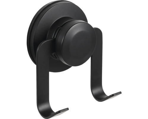 Schwarzer Bademantelhaken mit Saugnapf zur Wandmontage