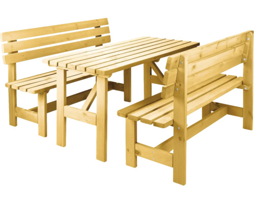 Gartenmöbelset Wilk Wien 6-Sitzer inkl. 2 Sitzbänke und Tisch Gartentisch mit zwei Holzbänken