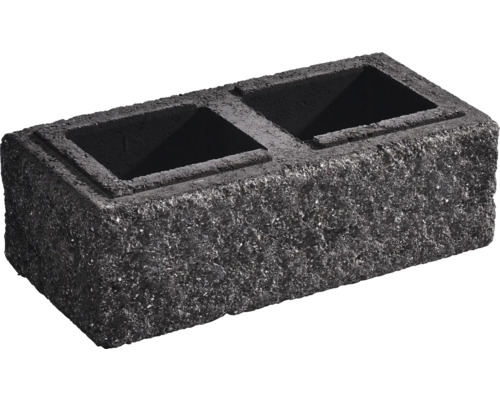 Mauersystem Trendline Mauerstein 1/1 Lava anthrazit CRUSH® 38 x 19 x 16,7 cm