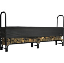 Brennholzregal aus Metall mit Holz und Abdeckung