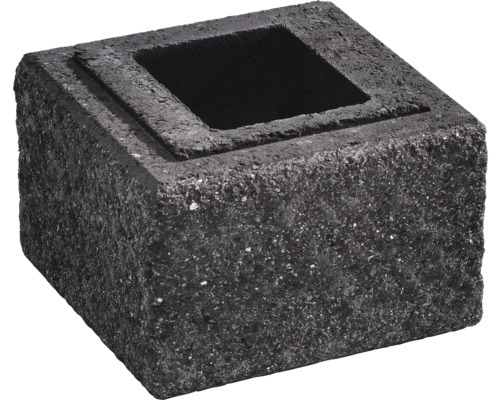 Mauersystem Trendline Mauerstein 1/2 Lava anthrazit CRUSH® 20 x 20 x 16,7 cm