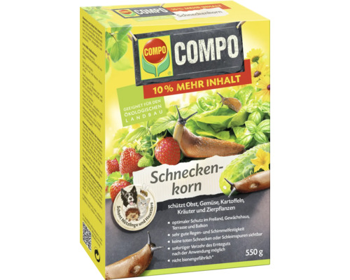 Schneckenkorn COMPO Schneckenkorn 550 g Streugranulat, schützt Obst, Gemüse, Kartoffeln, Kräuter und Zierpflanzen, geiegnet für den ökologischen Landbau