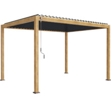 Freistehende Pergola mit Lamellendach und Kurbelmechanismus