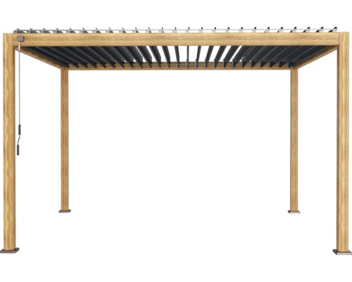 Freistehende Pergola mit Lamellendach und Kurbelmechanismus