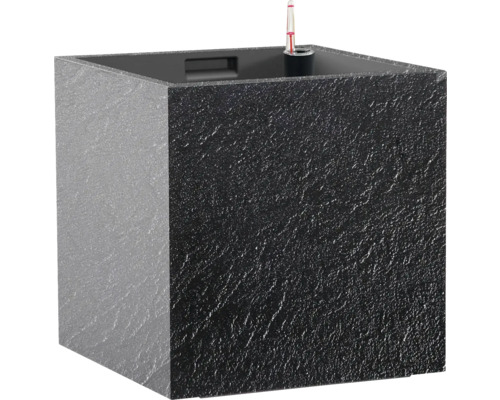 Übertopf mit Pflanzeinsatz Cubico Stone Kunststoff 33 x 33 x 33 cm anthrazit Quadratischer Pflanzkübel mit Bewässerungssystem und Wasserstandsanzeiger