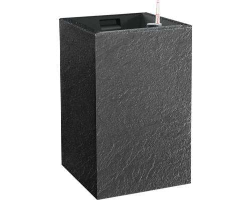 Übertopf mit Pflanzeinsatz Cubico Stone Kunststoff 27 x 27 x 42 cm anthrazit Vierckiger Pflanzkübel mit Bewässerungsanzeige für den Innen- und Außenbereich