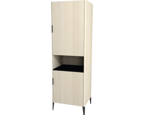 Hochschrank mit 2 Türen Devo Lotos 60x190x53 cm Anschlag rechts structure avola cremeweiß