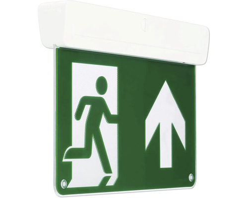 Rettungszeichen mit Richtungspfeil nach oben und Personensymbol