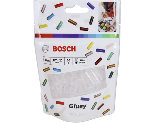 Verpackung transparente Klebestifte der Marke Bosch Gluey, 70 Stück