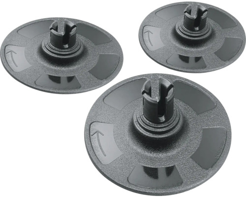 Drei Möbelfüße aus Kunststoff