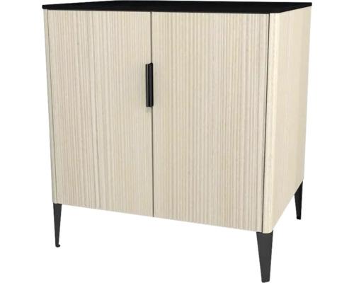 Kommode mit 2 Türen Devo Lotos 76x70x53 cm structure avola cremeweiß/schwarz Schrank mit zwei Türen, mit Füßen