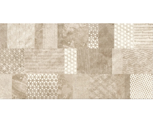Steingut Dekorfliese Saragossa Braun 29,8 x 59,8 x 0,8 cm seidenmatt (lappato) Dekorfliese mit geometrischen Mustern