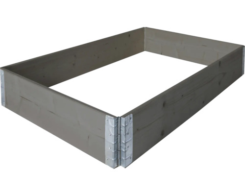 Hochbeet Stecksystem, Palettenrahmen BUILDIFY Fichte 120 x 80 x 20 cm hellgrau Hochbeet aus Holz mit Metallecken