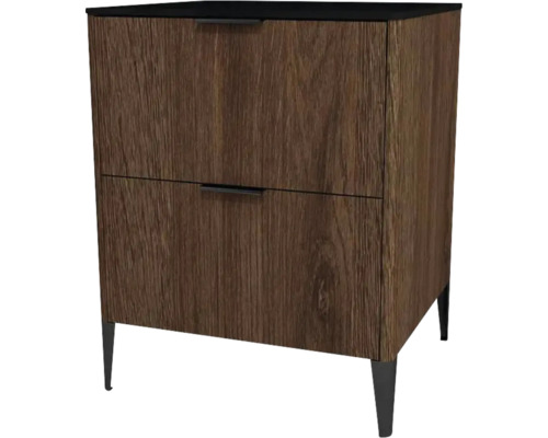 Kommode mit 2 Schubladen Devo Lotos 76x60x53 cm bronze expressive oak/schwarz