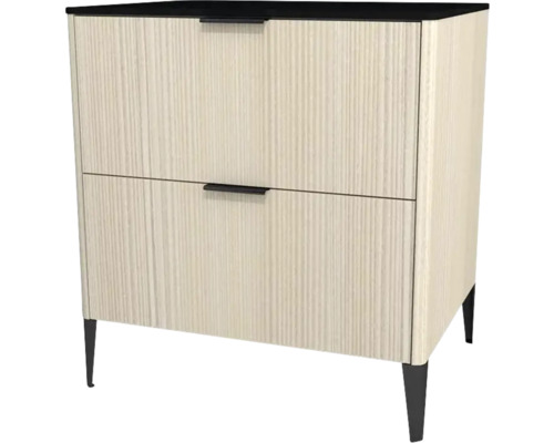 Kommode mit 2 Schubladen Devo Lotos 76x70x53 cm structure avola cremeweiß/schwarz Nachttisch mit zwei Schubladen und einem schwarzen Oberteil