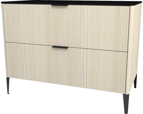 Kommode mit 2 Schubladen Devo Lotos 76x100x53 cm structure avola cremeweiß/schwarz Kommode mit zwei Schubladen und Füßen