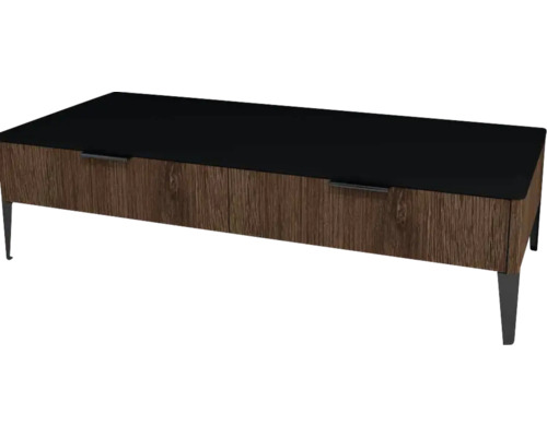 Unterschrank mit 2 Schubladen Devo Lotos 31x110x53 cm bronze expressive oak/schwarz Couchtisch mit Schubladen, Holzstruktur und Metallbeinen