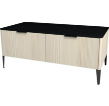 Kommode mit zwei Türen, Holzstruktur und Füßen