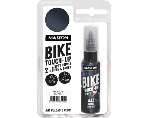 Maston Bike Touch-Up Lackstift mit Pinsel, Farbton Anthrazit RAL7016, 12 ml