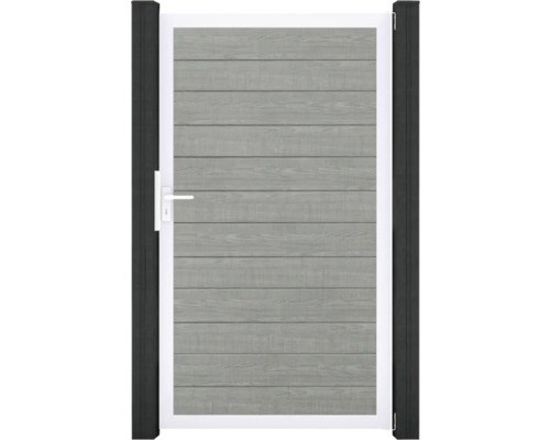 Einzeltor GroJa BasicLine Schmal DIN universal vormontiert ohne Pfosten Rahmen Aluminium 100 x 180 cm Grey Ash Cut