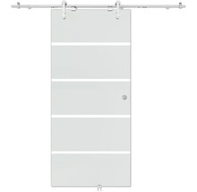 Pertura Glasschiebetür Komplettset Neta 4-Stripes 920 x 2043 x 8 mm Links/Rechts inkl. Beschlag Tildra Edelstahl, Einzugsdämpfung,Griffmuschel