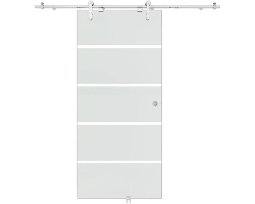 Schiebetür mit horizontalen Streifen und Beschlägen